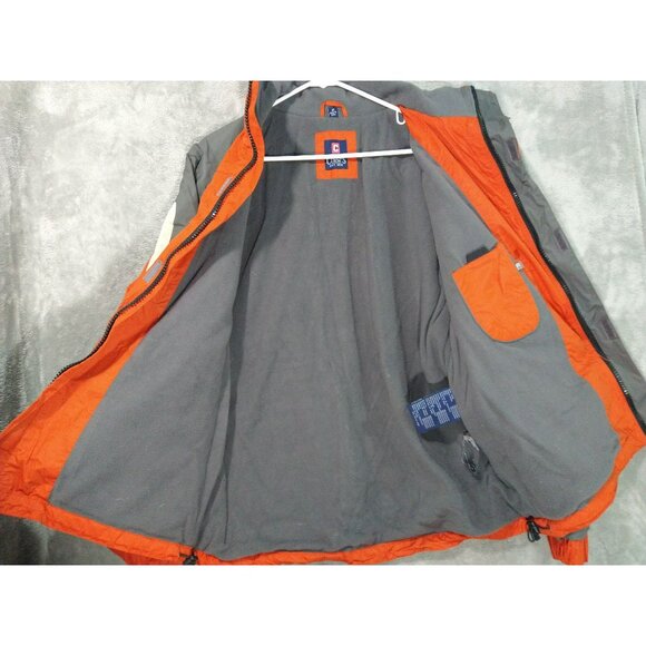 Chaps Jacket Mens Medium Orange Full Zip Fleece Lined Mock Neck Windbreaker - Picture 3 of 9